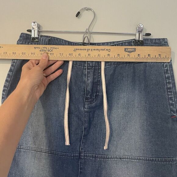 Vintage Tommy Jeans Denim Jean Mini Skirt Women's Juniors 7 Drawstring Side Slit - Picture 3 of 8